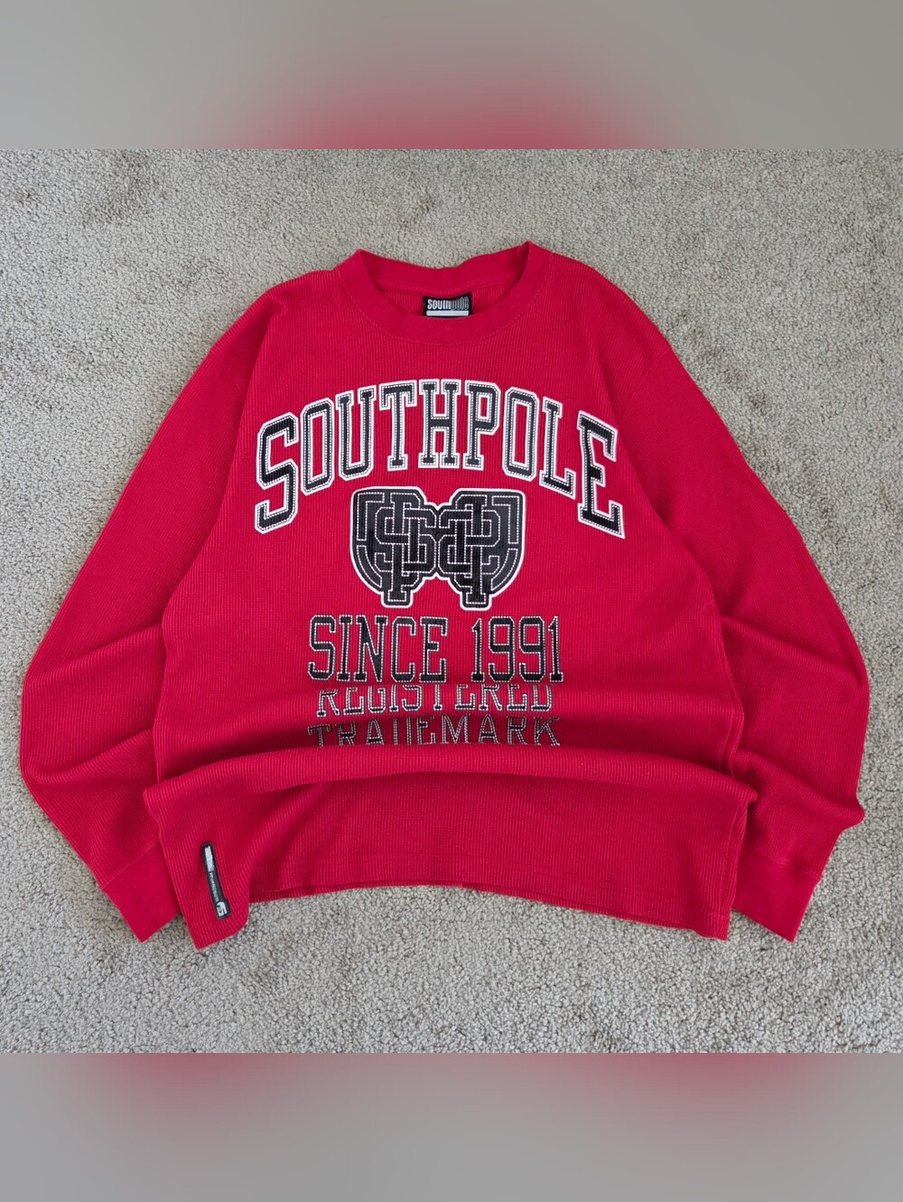 Vintage Y2K South Pole Red Crewneck Thermal Men's L